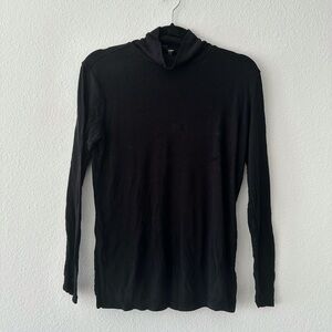 Jones New York Black Ribbed Turtleneck, Size S - Super Stretchy